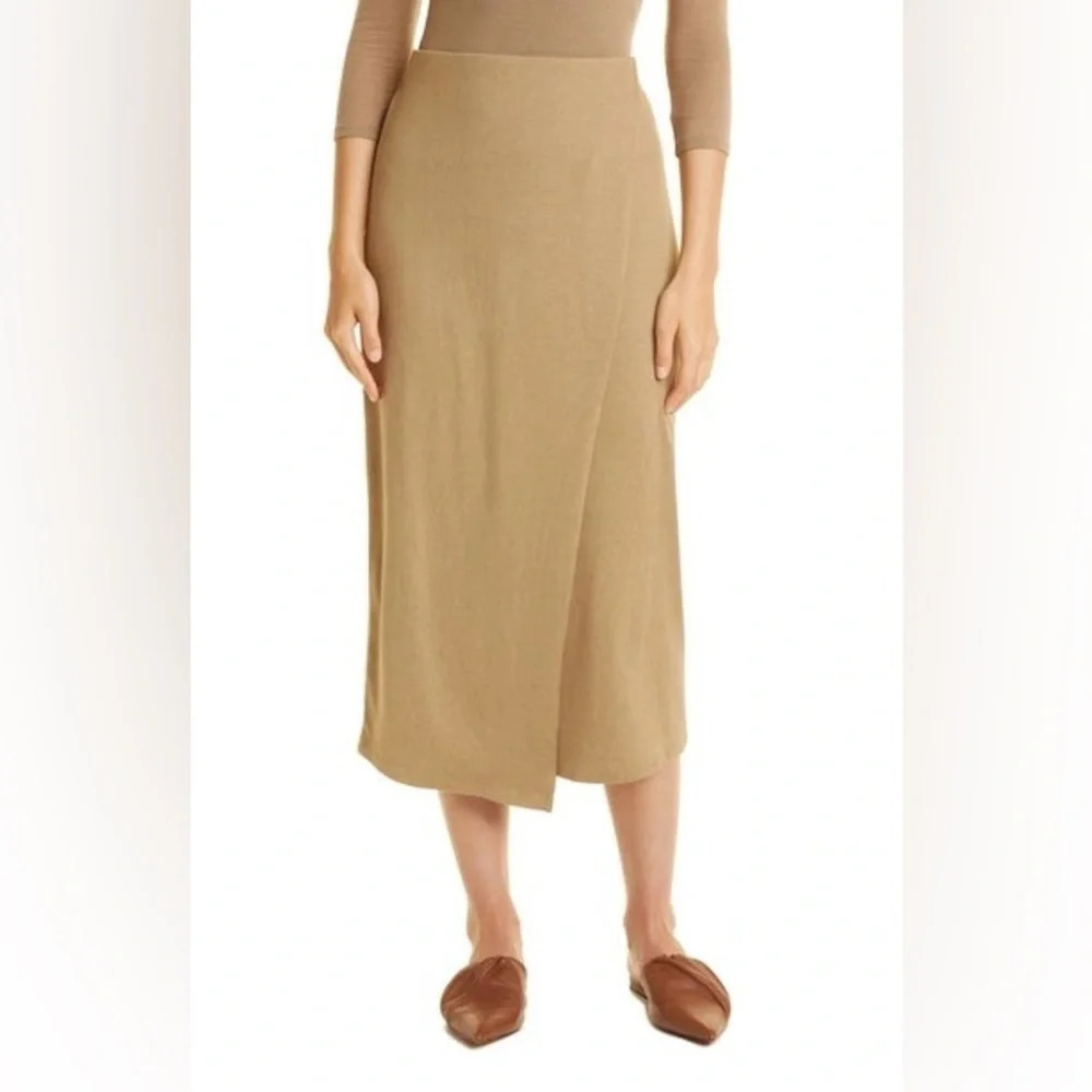 NWT  Vince Overlap Knit Skirt In Dark Wheat